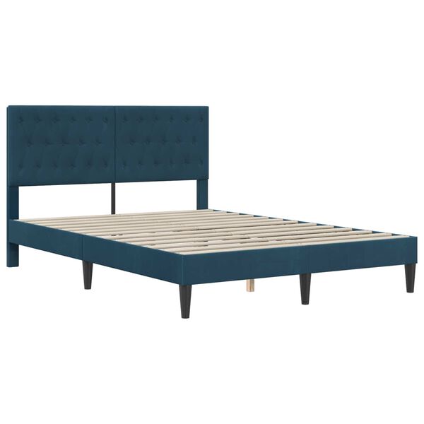 vidaXL Bedframe met matras met hoofdeinde Blauw 120 x 190 cm Fluweel
