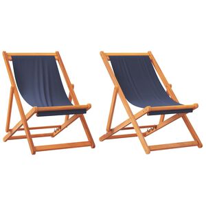 vidaXL Strandstoelen 2 st inklapbaar stof blauw