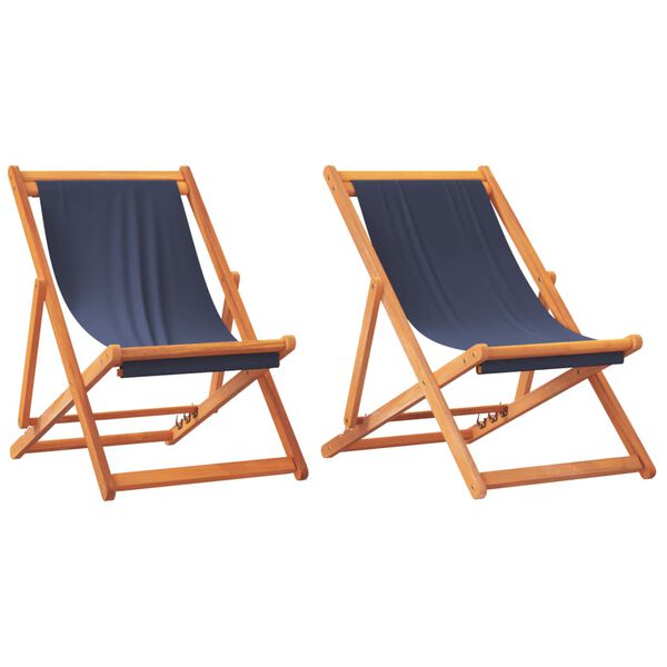 vidaXL Strandstoelen 2 st inklapbaar stof blauw