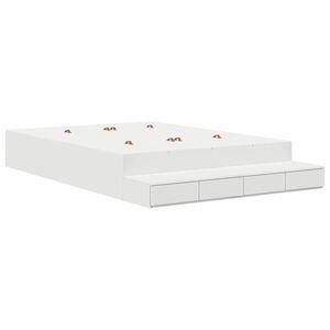 vidaXL Opbergbedframe met lade met opslag Wit 140 cm Bewerkt hout
