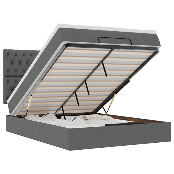 vidaXL Ottoman bed met matras 140x200cm stof donkergrijs