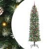 vidaXL Kunstmatige slanke kerstboom met 300 LED Groen en wit 240 cm