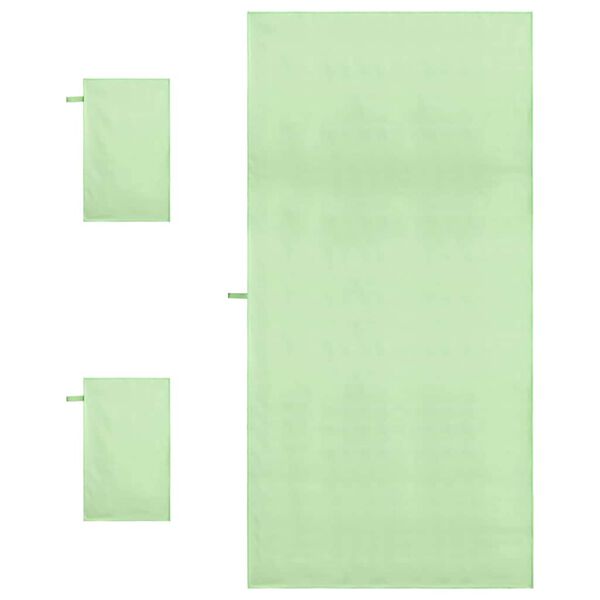 vidaXL Set van Sporthanddoeken 3 pcs Groen Polyester en Polyamide