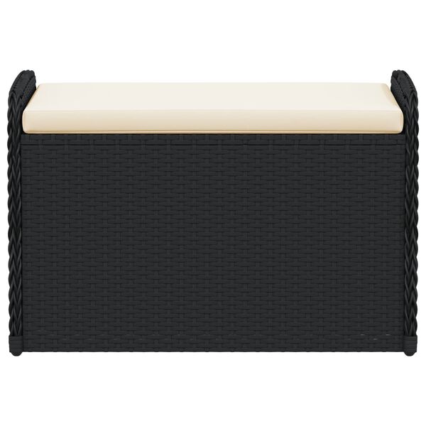 vidaXL Opbergbankje met kussen 80x51x52 cm poly rattan zwart