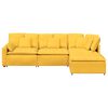 vidaXL Modulaire bank met voetenbank & kussens corduroy stof lichtgeel