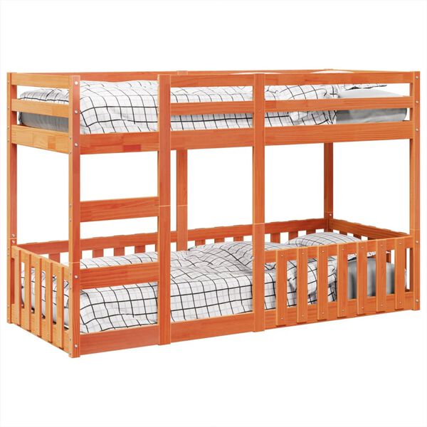 vidaXL Stapelbed massief grenenhout wasbruin 75x190 cm