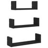 vidaXL Wandplanken 3 stuks Zwart Eikenhout
