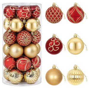 vidaXL Kerstballen set 30 st Goud en Rood &Oslash; 6 cm Kunststof