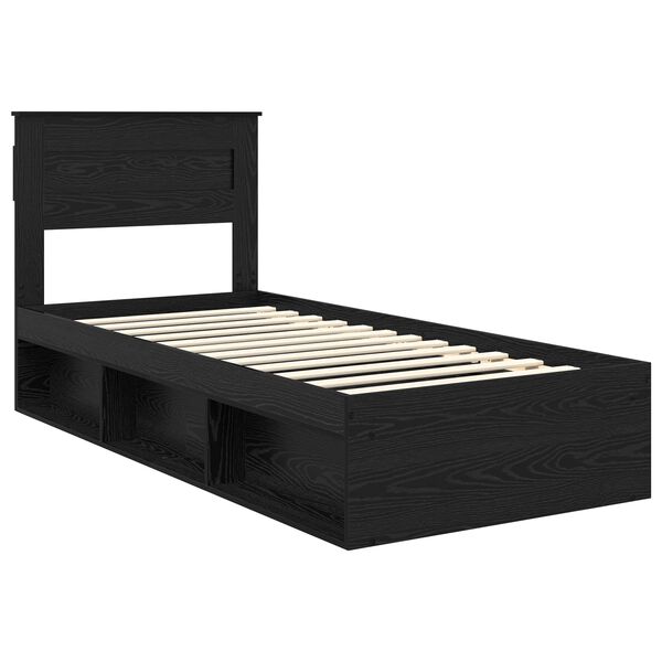 vidaXL Bedframe met hoofdeinde Zwart 90 x 190 cm Massief grenenhout