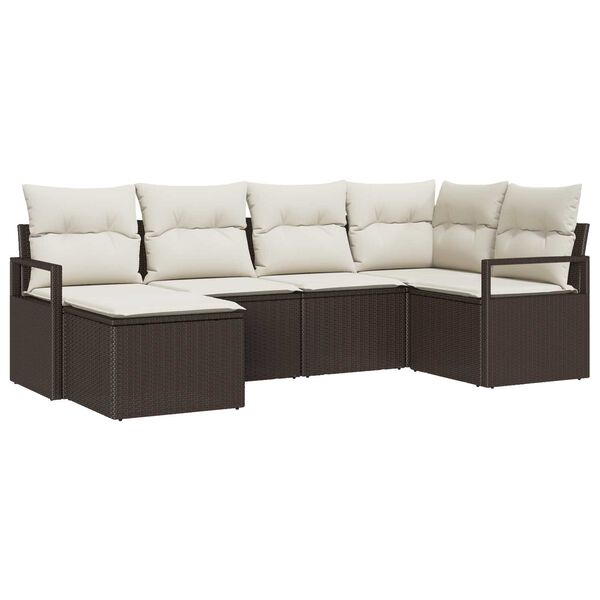 vidaXL Tuin Sofa Set met kussen met opslag 6 pcs Bruin en Cr&egrave;me