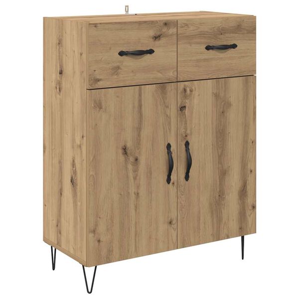 vidaXL Dressoir met lade Artisan Eiken 69,5 x 34 x 90 cm Bewerkt hout