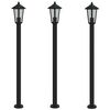 vidaXL Vloerlamp voor buiten 3 st 120 cm roestvrijstaal zwart