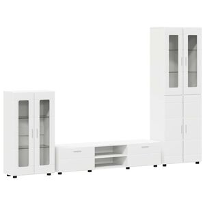 vidaXL Tv-meubelset FLORIN 3 st Wit Bewerkt hout