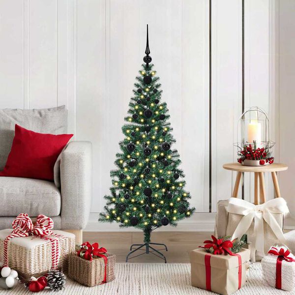 vidaXL Kunstmatig Voorverlicht Kerstboom Groen 120 cm PVC en Metaal