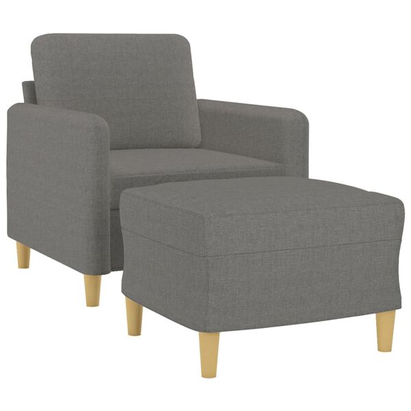 vidaXL Fauteuil met voetenbank 60 cm stof donkergrijs