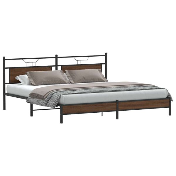 vidaXL Bedframe zonder matras metaal bruin eikenkleur 193x201 cm
