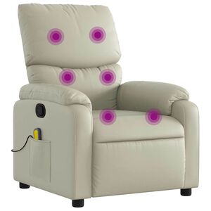 vidaXL Massagestoel verstelbaar kunstleer cr&egrave;me