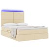 vidaXL Opbergbed met LED met matras Cr&egrave;me 140 x 200 cm Polyester