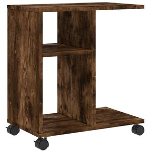 vidaXL Bijzettafel met wieltjes 50x30x55 cm hout gerookt eikenkleurig