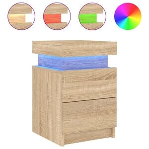vidaXL Nachtkastje met LED-verlichting 35x39x55 cm sonoma eikenkleurig
