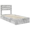 vidaXL Opslag bed met hoofdeinde Beton Grijs 90 x 200 cm Bewerkt hout