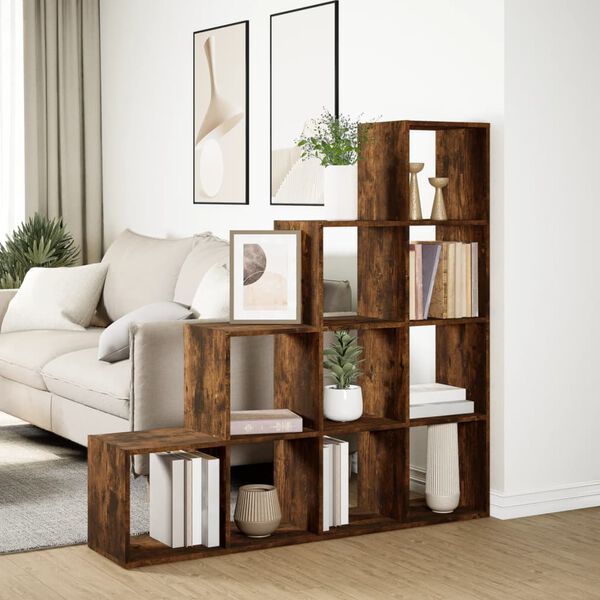 vidaXL Kamerscherm / boekenkast 131,5x29x131,5 cm hout gerookt eiken