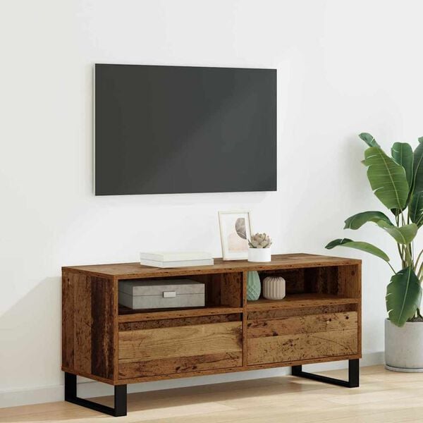 vidaXL TV-kast Oud Hout 100 x 34,5 x 44,5 cm Gemonteerd hout en ijzer
