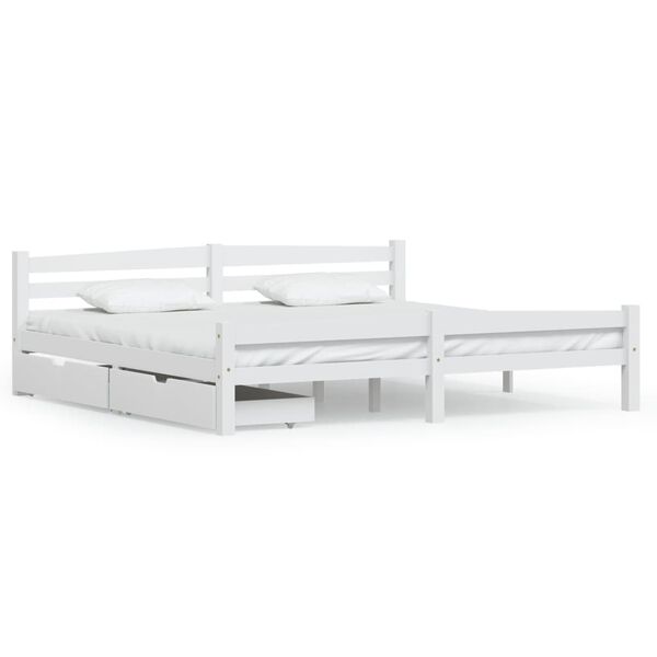 vidaXL Bedframe met 2 lades massief grenenhout wit 200x200 cm