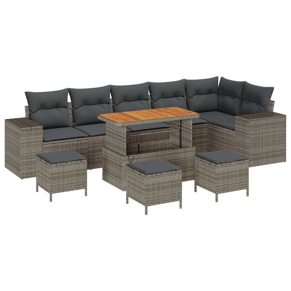 vidaXL Tuin Sofa Set 10 pcs Grijs poly rattan