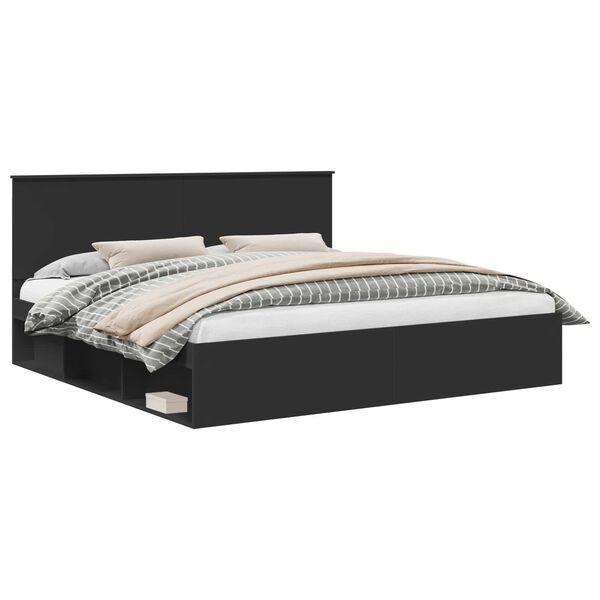 vidaXL Bedframe met hoofdeinde Zwart 200 x 200 cm Massief grenenhout