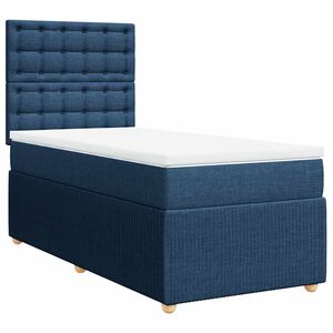 vidaXL Boxspring met matras stof blauw 90x200 cm