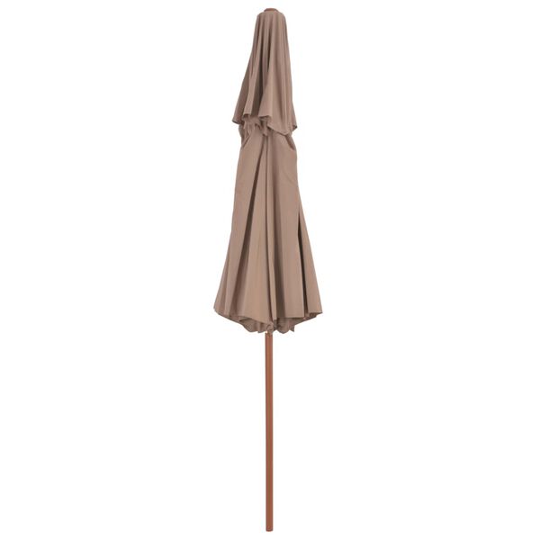 vidaXL Parasol dubbeldekker met houten paal 270 cm taupe