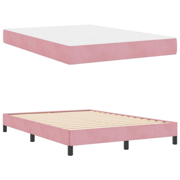 vidaXL Boxspringbed met matras Roze 140 x 220 cm Stof