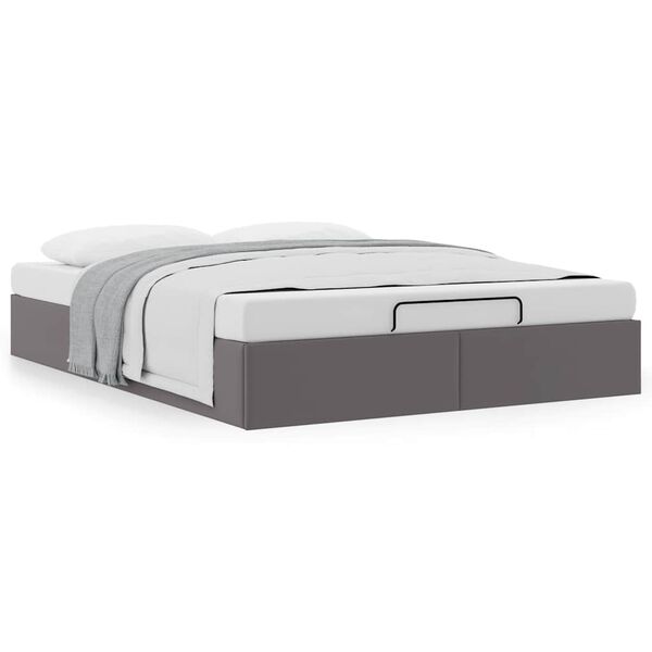 vidaXL Bedframe zonder matras 140x190 cm kunstleer grijs