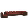 vidaXL 7-delige Loungeset met kussens poly rattan bruin
