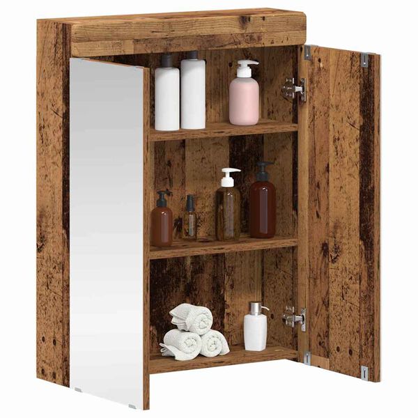 vidaXL Badkamer spiegelkast met plank TULUM Oudhout 60 x 16,5 x 78 cm