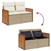 vidaXL 9-delige Loungeset met kussens poly rattan acacia beige