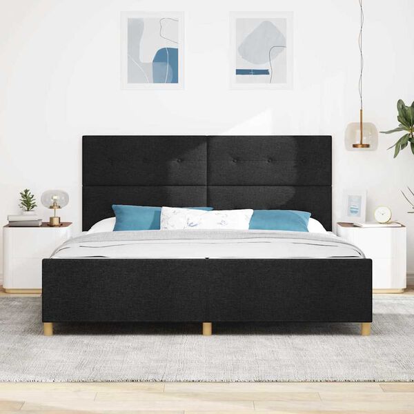 vidaXL Bedframe met hoofdeinde Zwart 200 x 200 cm Stof