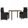 vidaXL Buiten eettafelset 3 st Zwart PE Rattan en Poeder-Coated Staal