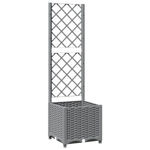 vidaXL Plantenbak met latwerk 40x40x136 cm polypropeen lichtgrijs
