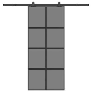 vidaXL Schuifdeur met beslag 90x205 cm gehard glas en aluminium