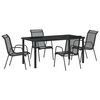 vidaXL Tuin eettafelset 5 pcs Zwart Gepoedercoat staal