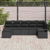 vidaXL Bankstel met kussen met opslag 7 pcs Zwart poly rattan