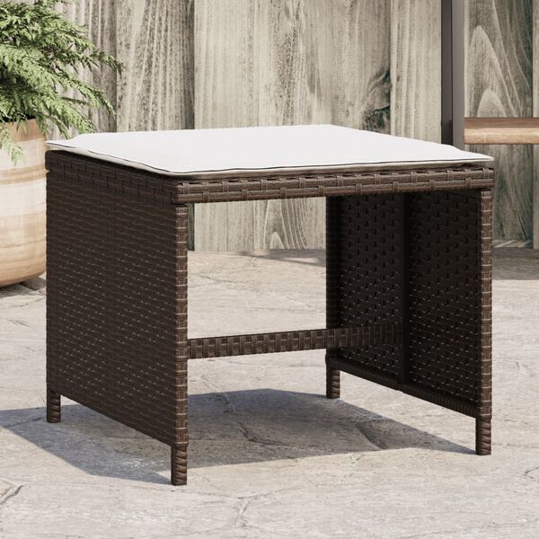 vidaXL Tuinkrukken 4 st met kussens 41x41x36 cm poly rattan bruin