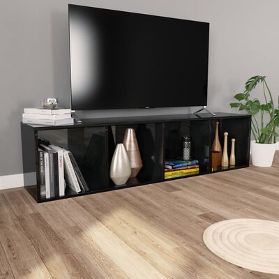 vidaXL Boekenkast/tv-meubel 36x30x143 cm bewerkt hout hoogglans zwart