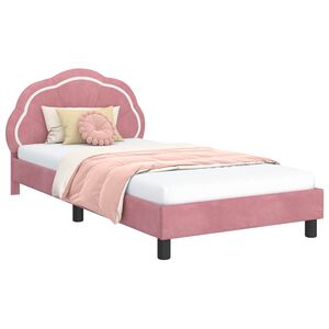 vidaXL Bedframe voor kinderen met hoofdbord Roze 80 x 200 cm Fluweel