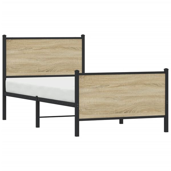 vidaXL Bedframe zonder matras metaal sonoma eikenkleurig 75x190 cm