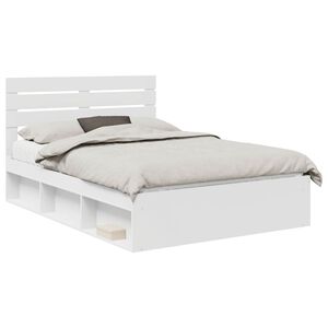 vidaXL Bedframe met hoofdeinde Wit 140 x 200 cm Massief grenenhout