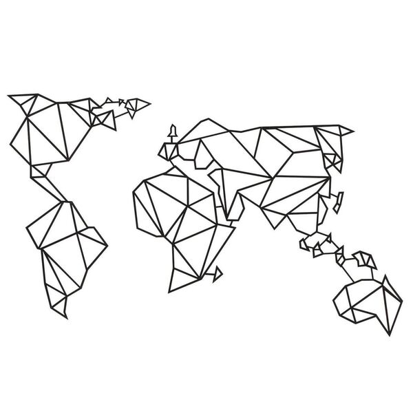 Homemania Wanddecoratie World 100x58 cm staal zwart