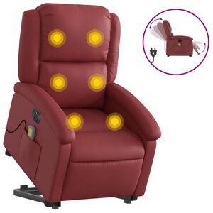 vidaXL Sta-op-massagestoel elektrisch kunstleer wijnrood